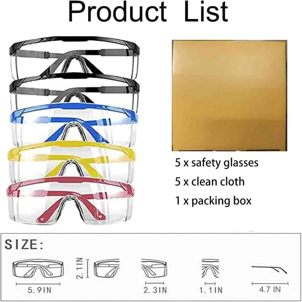 mozeeda 5-Pack Safety Glasses Goggles with Anti-Fog & Anti-Scratch Lenses | Clear Vision for Men & Women - view 9