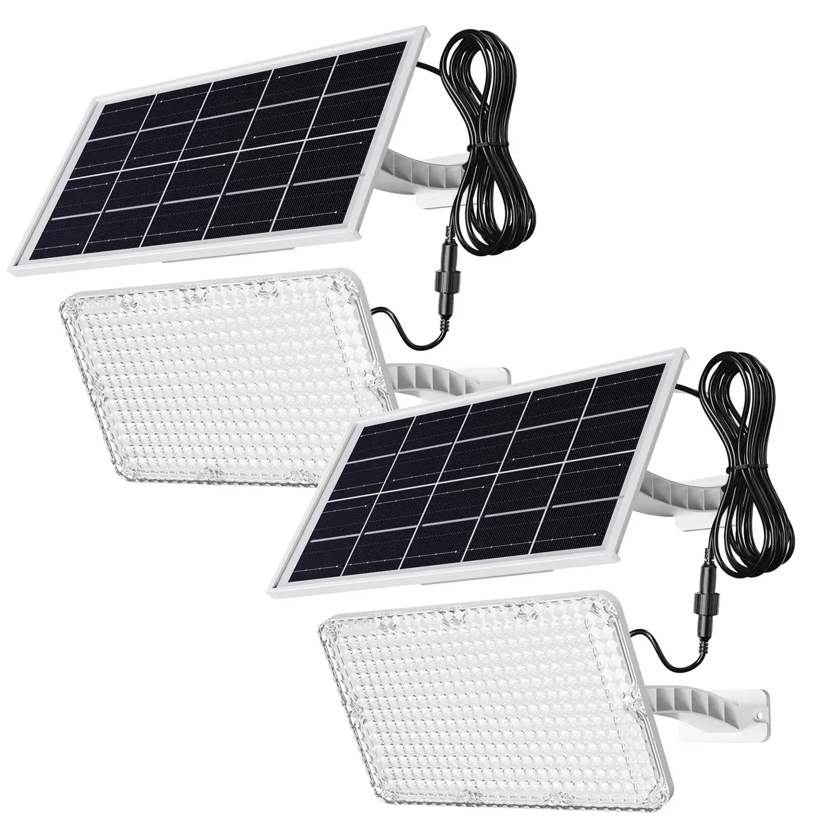JACKYLED 1000 Lumen 299 LED Solar Dusk to Dawn Light Outdoor Gray 2 Pack | Waterproof Wall Mount Security Light - main product image