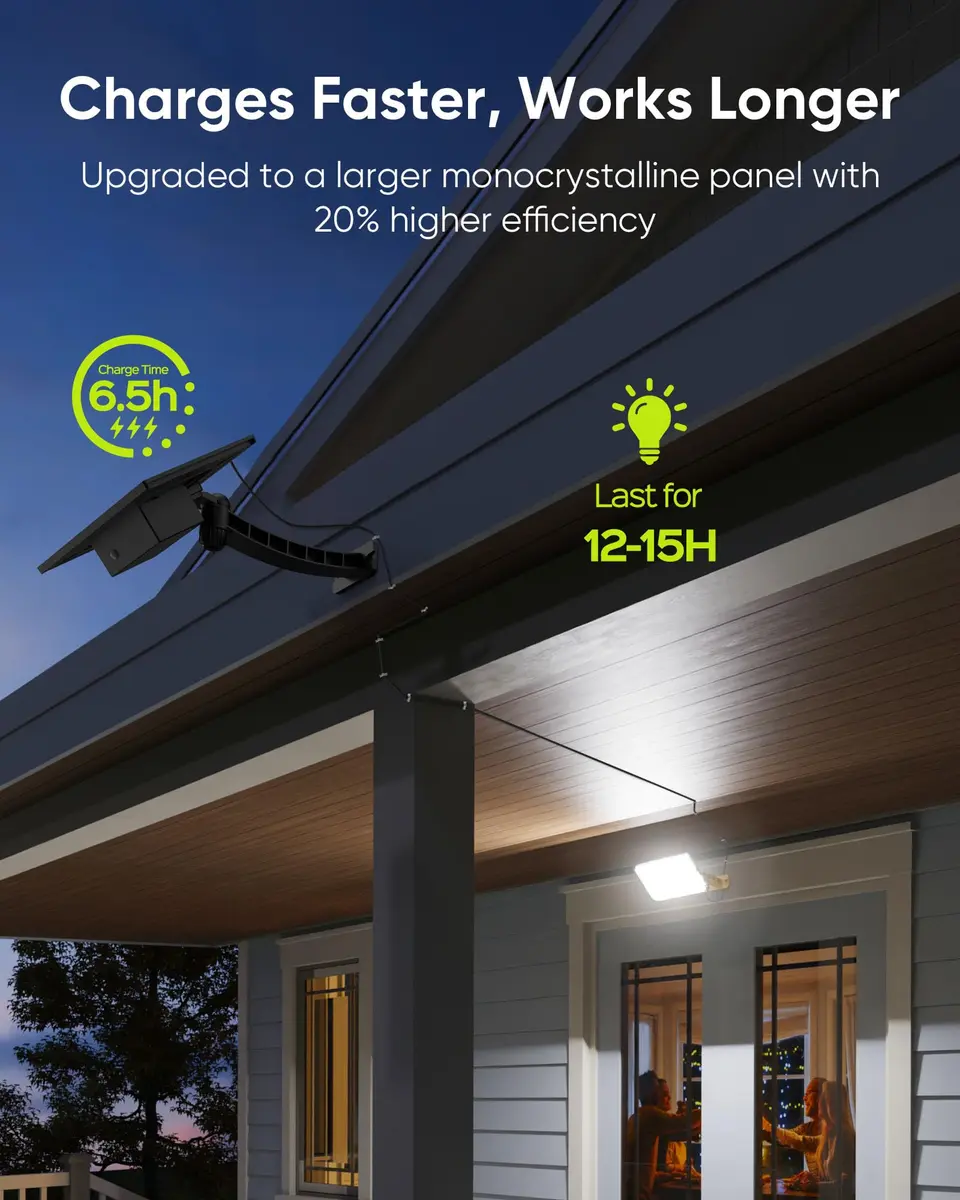 JACKYLED 1000 Lumen 299 LED Solar Dusk to Dawn Light Outdoor Gray 2 Pack | Waterproof Wall Mount Security Light - view 7