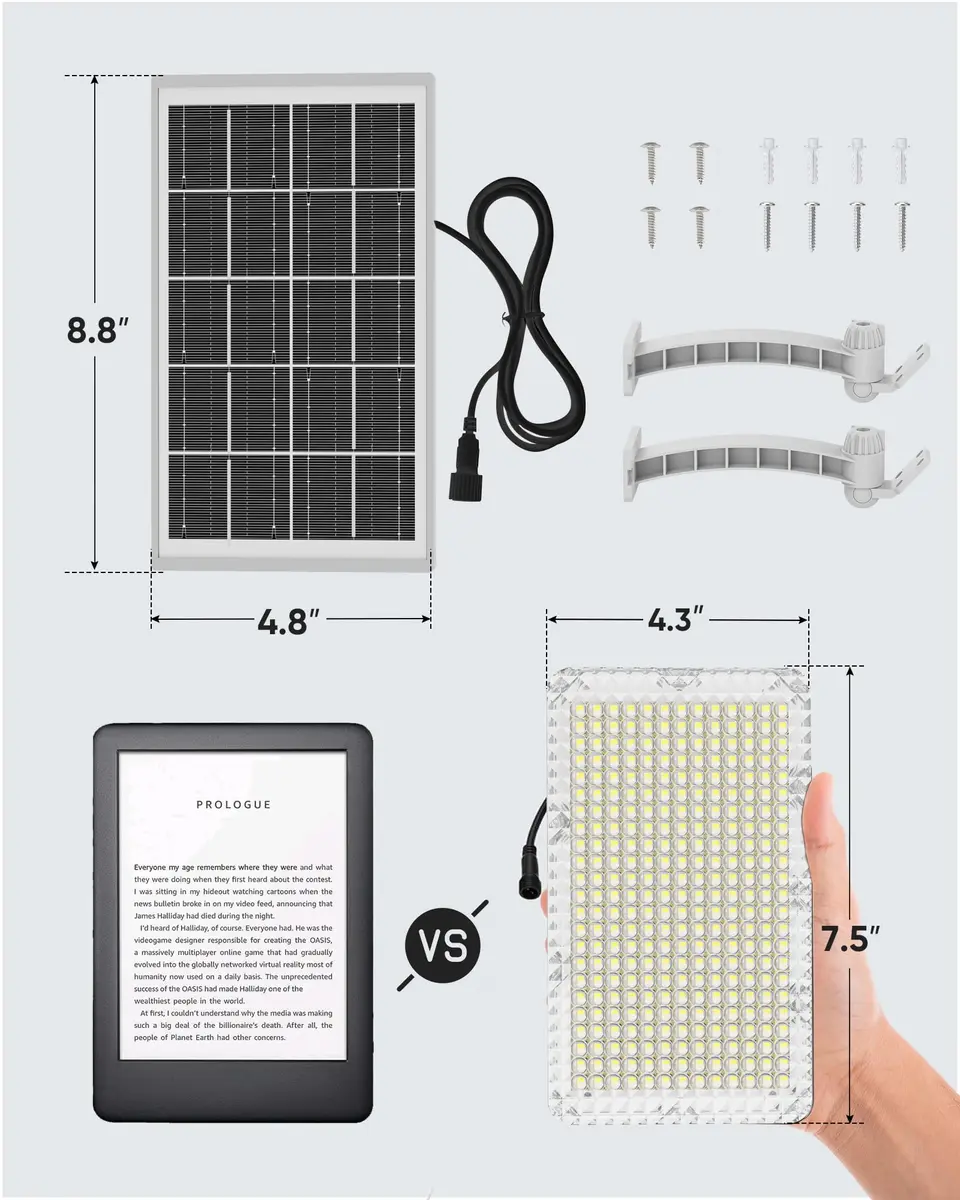 JACKYLED 1000 Lumen 299 LED Solar Dusk to Dawn Light Outdoor Gray 2 Pack | Waterproof Wall Mount Security Light - view 3