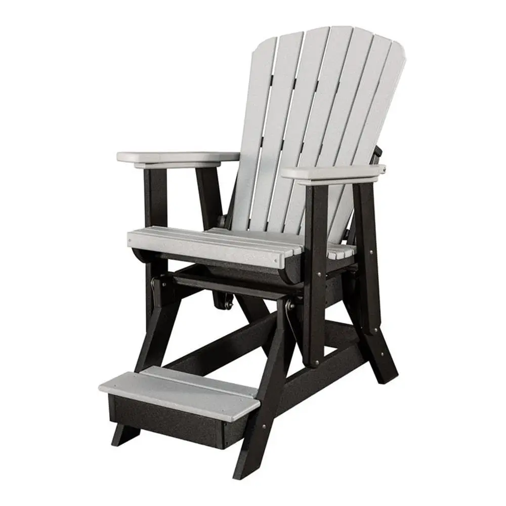 American Furniture Classics Fan Back Balcony Glider, Light Gray | Outdoor Resin Chair with Elevated Seating - main product image