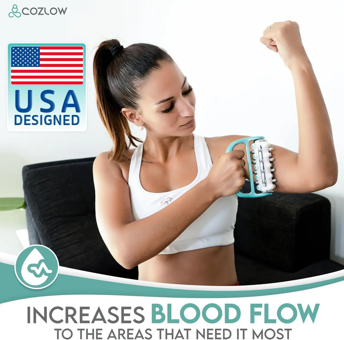COZLOW MyoRelease Lymphatic Drainage Massager Green Handheld Roller | Targets Cellulite & Muscle Tension - view 4