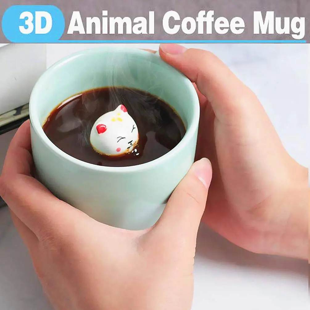 Ponerine Fortune Cat Coffee Mug 237ml (8 Fl Oz) | Hidden Animal Surprise Inside - view 2