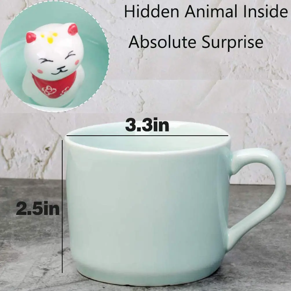Ponerine Fortune Cat Coffee Mug 237ml (8 Fl Oz) | Hidden Animal Surprise Inside - view 3