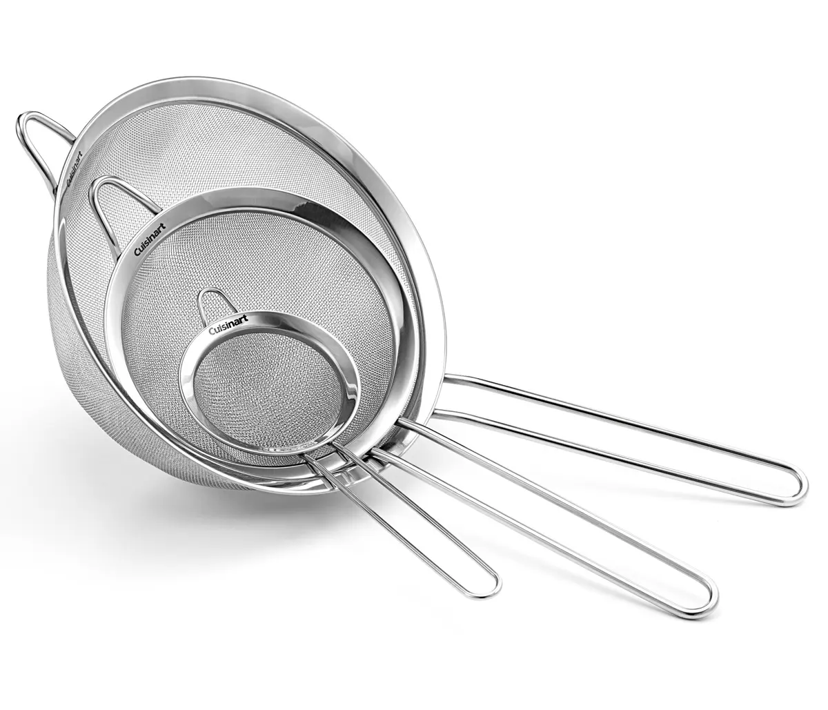 OXO Good Grips 11-Inch Better Balloon Whisk & Cuisinart Set of 3 Fine Mesh Stainless Steel Strainers | Kitchen Utensils - view 4