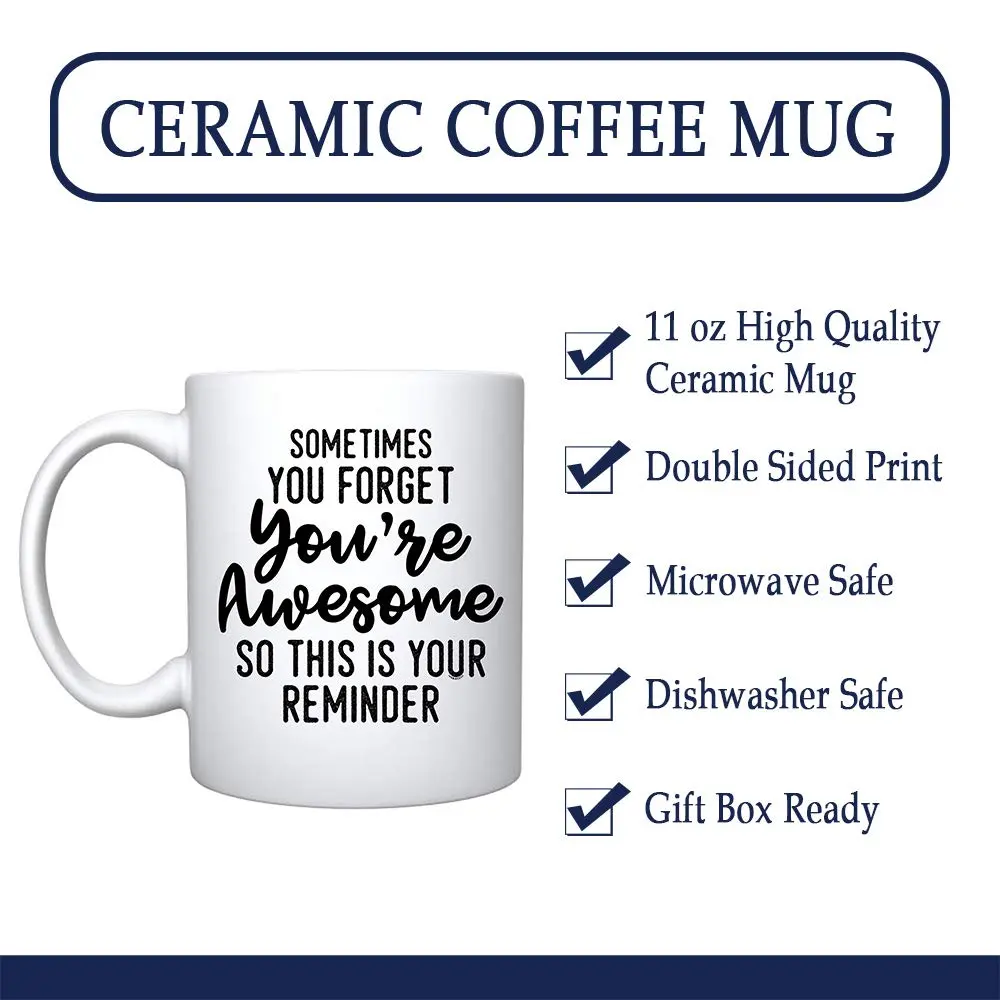 Veracco Sometimes You Forget You're Awesome Mug – Inspirational Coffee Mug for Women & Men – 11oz Ceramic Mug - view 3