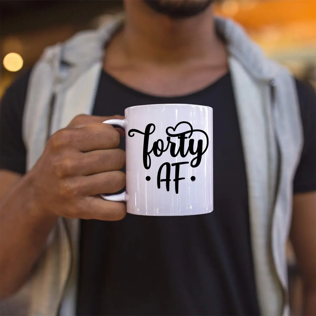 Veracco Fourty AF 40 Years Olds Ceramic Coffee Mug | Funny Birthday Gift for Him & Her - view 5