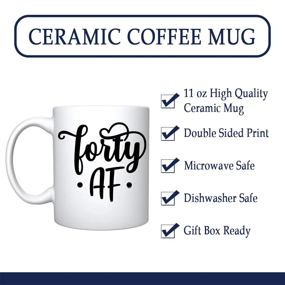 Veracco Fourty AF 40 Years Olds Ceramic Coffee Mug | Funny Birthday Gift for Him & Her - view 3