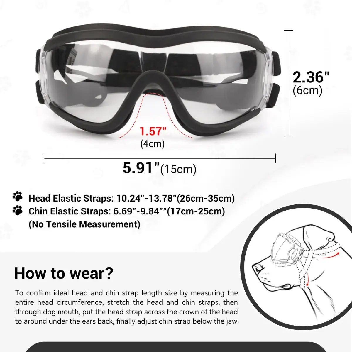 NAMSAN Clear Dog Goggles for Medium to Large Dogs | UV Protection Driving Glasses with Adjustable Straps - view 5