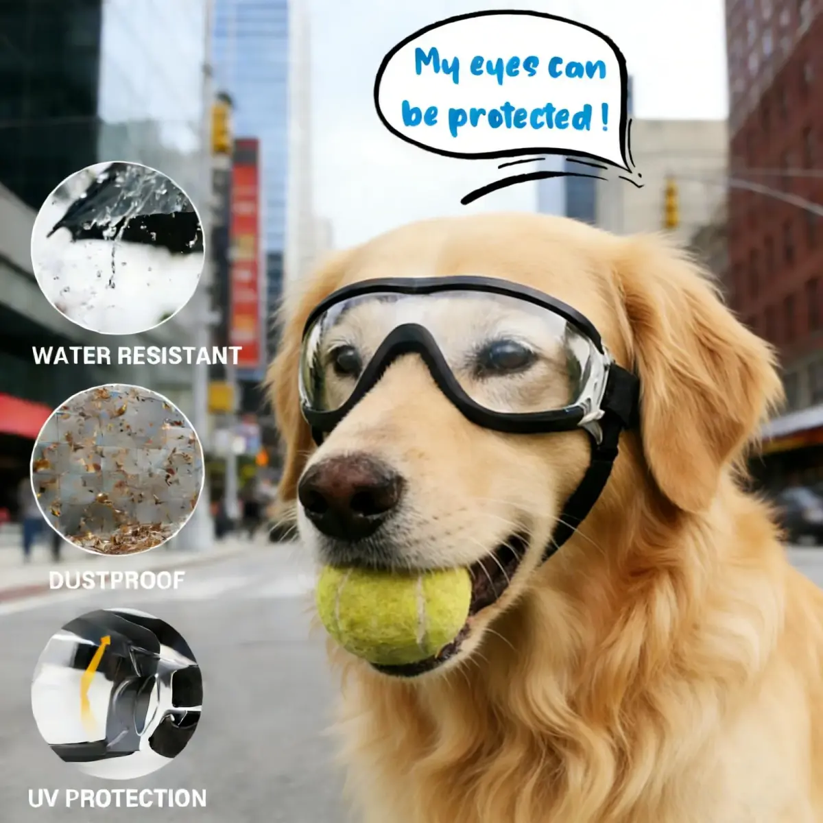 NAMSAN Clear Dog Goggles for Medium to Large Dogs | UV Protection Driving Glasses with Adjustable Straps - view 4