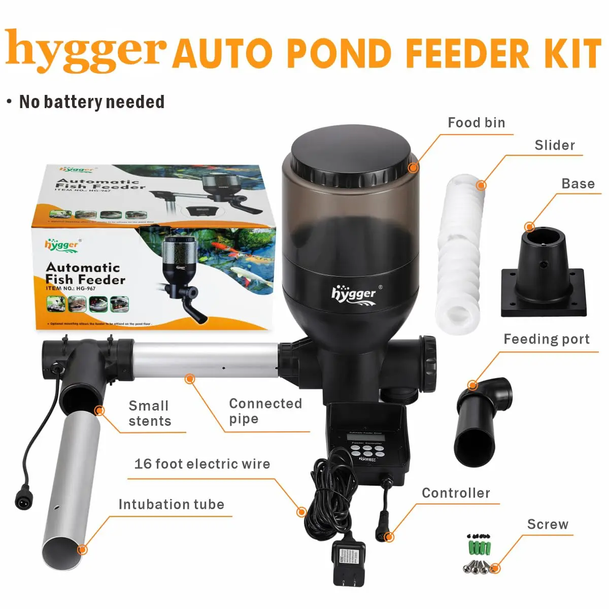 hygger Large Programmable Pond Fish Feeder 5.5L | Weatherproof & Wildlife Safe - view 5