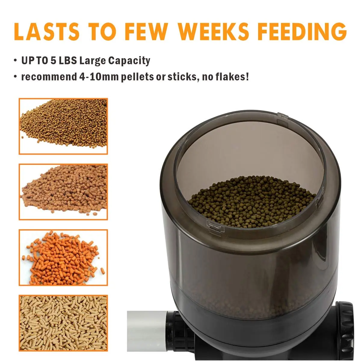 hygger Large Programmable Pond Fish Feeder 5.5L | Weatherproof & Wildlife Safe - view 2