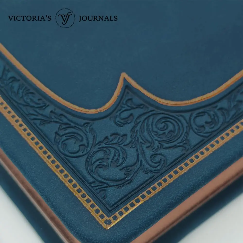 VICTORIA'S JOURNALS Leatherette Vintage Journal Hard Cover 5.7'' x 8.1'' | Ruled, 256 Pages, Dark Blue - view 3
