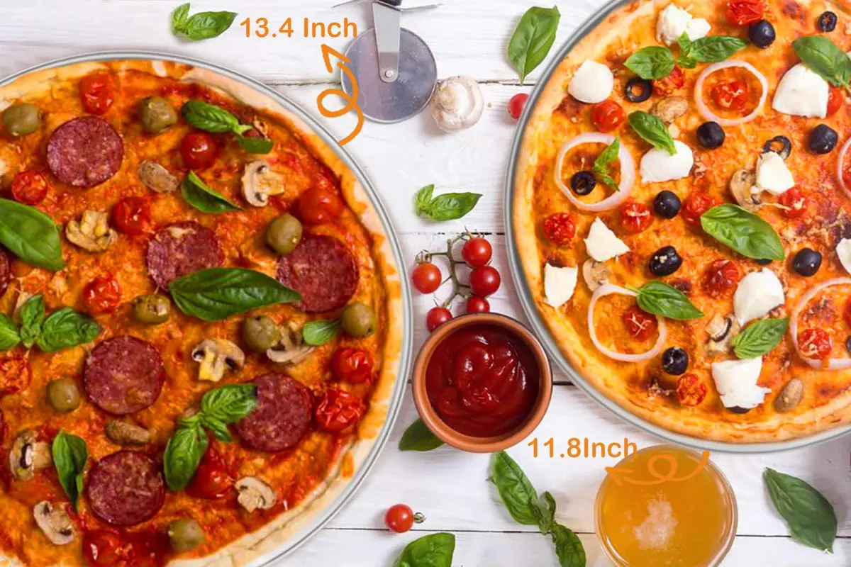 TeamFar Pizza Pan Set of 3 | Heavy Duty Stainless Steel Baking Trays for Family & Gift (10.2/11.8/13.4 Inch) - view 5