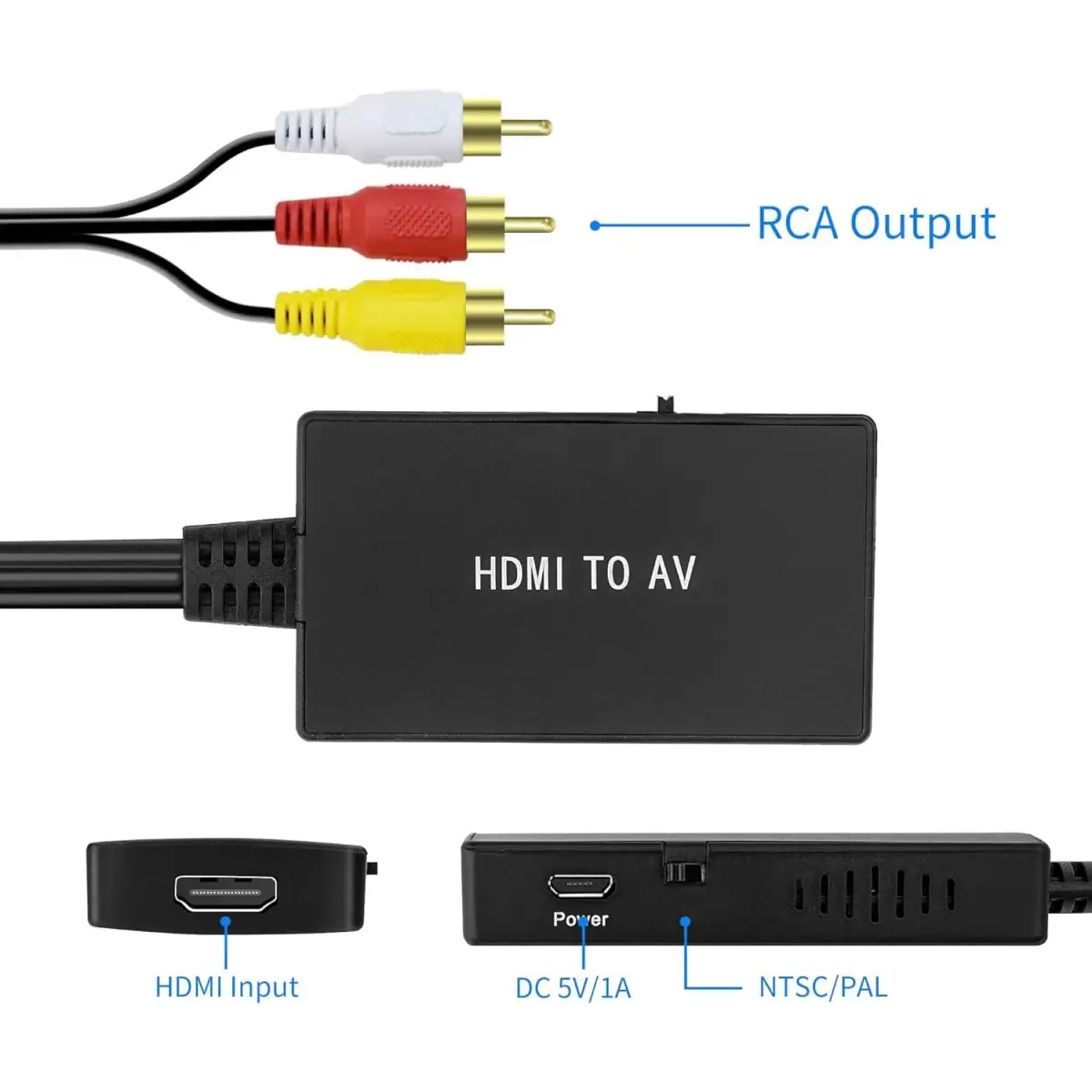 TaiHuai HDMI to RCA Converter 1080p | Connects HDMI Devices to Older TVs - view 3