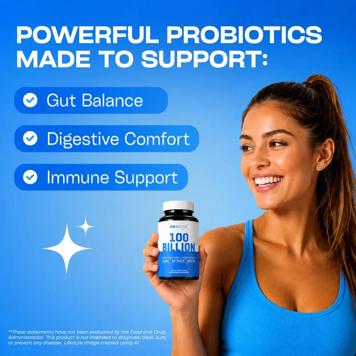 GOBIOTIX 100 Billion Digestive Enzymes Supplement - Probiotics & Prebiotics 30 Capsules | Vegan, Non GMO - view 3