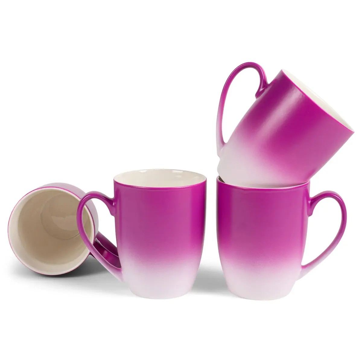 Elanze Designs Magenta Ombre Matte Ceramic Stoneware Coffee Cup Mugs Set of 4 (355ml / 12 Fl Oz) | Vibrant Two-Toned Drinkware - main product image