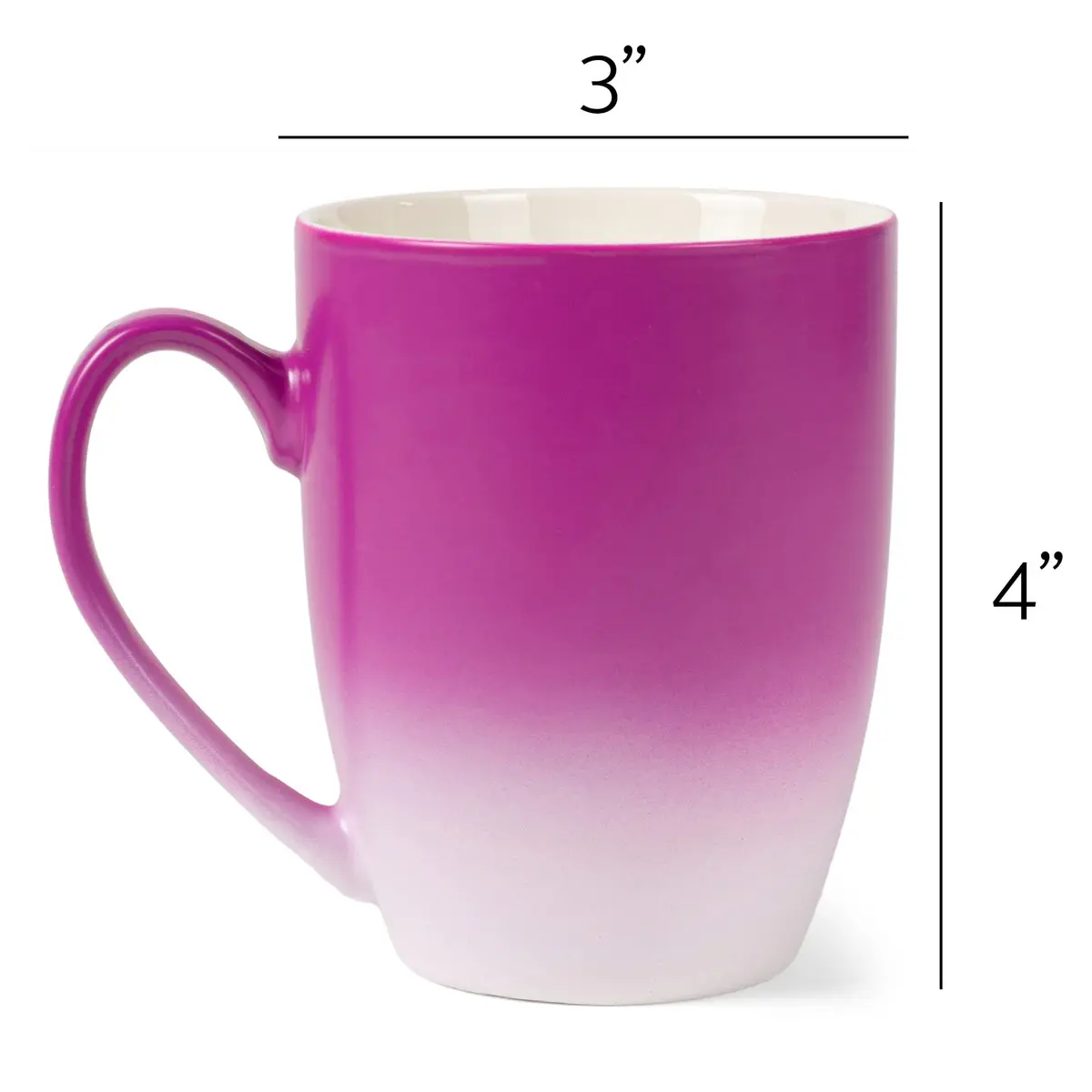Elanze Designs Magenta Ombre Matte Ceramic Stoneware Coffee Cup Mugs Set of 4 (355ml / 12 Fl Oz) | Vibrant Two-Toned Drinkware - view 5
