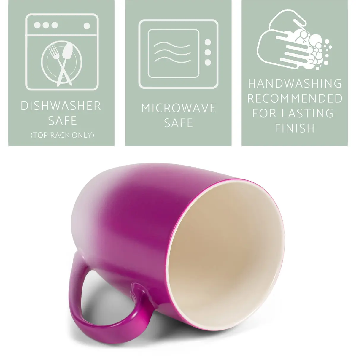 Elanze Designs Magenta Ombre Matte Ceramic Stoneware Coffee Cup Mugs Set of 4 (355ml / 12 Fl Oz) | Vibrant Two-Toned Drinkware - view 4