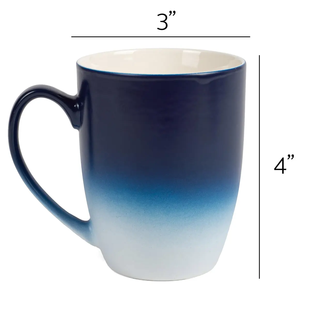 Elanze Designs Blue White Ombre Matte Ceramic Stoneware Coffee Mugs Set of 4 | 270ml (10 fl oz) Capacity - view 5