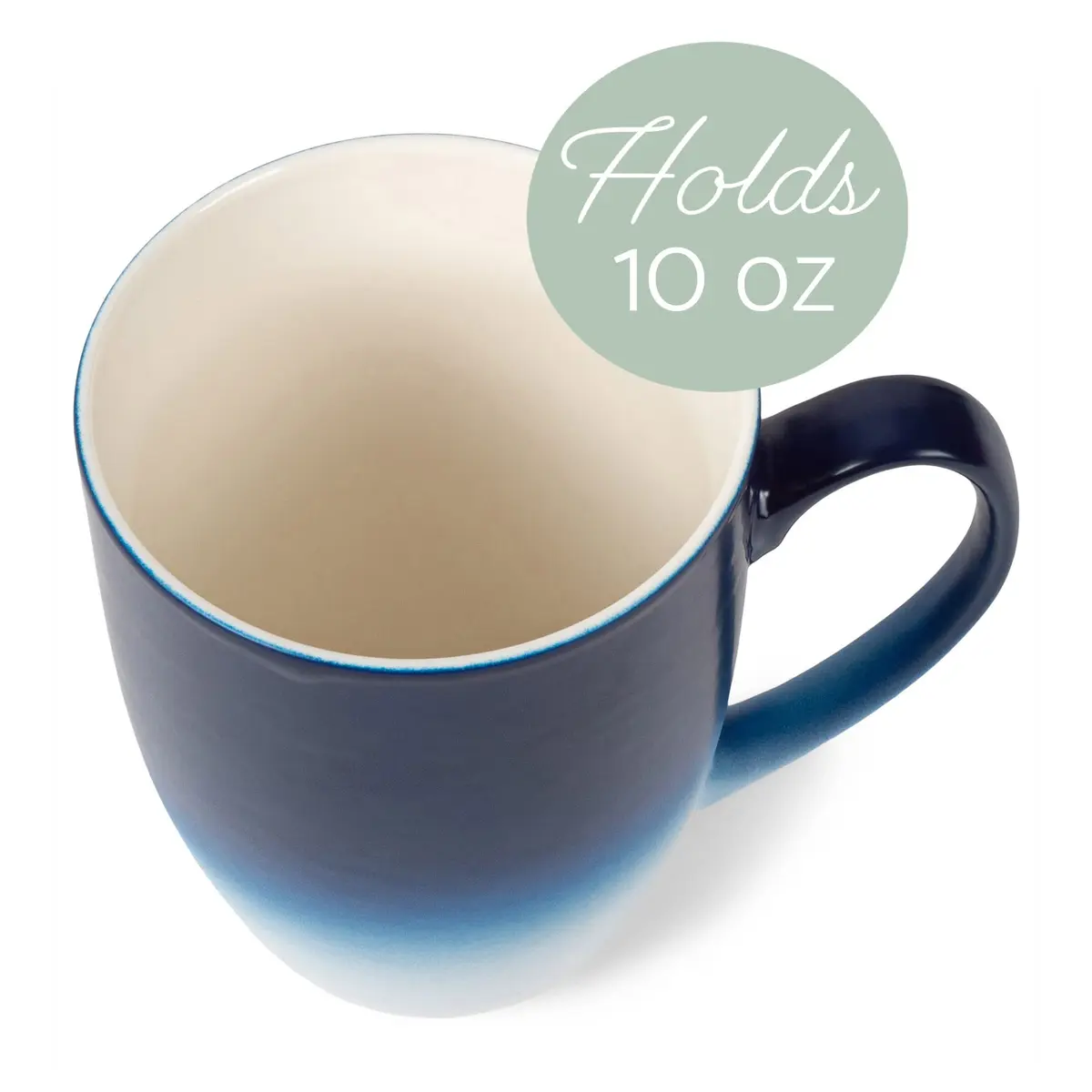Elanze Designs Blue White Ombre Matte Ceramic Stoneware Coffee Mugs Set of 4 | 270ml (10 fl oz) Capacity - view 3