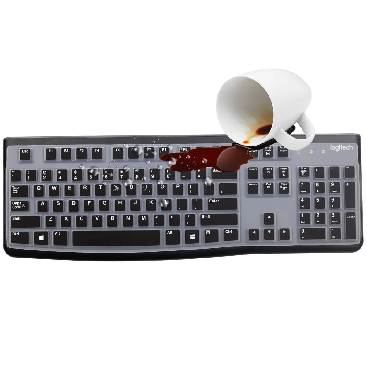 MUBUY-GOL Silicone Keyboard Cover for Logitech K120 & MK120 US Layout | Waterproof Dustproof - view 6