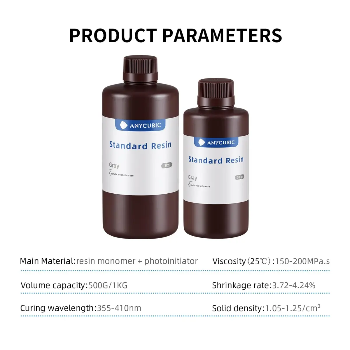 ANYCUBIC Grey 1kg UV Photopolymer Resin | High Precision Fast Curing for LCD 3D Printing - view 6