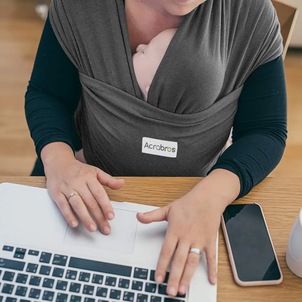 ACRABROS Baby Wrap Carrier, Hands-Free Sling for Newborns to Toddlers (8-35 lbs) | Breathable Heather Grey - view 7