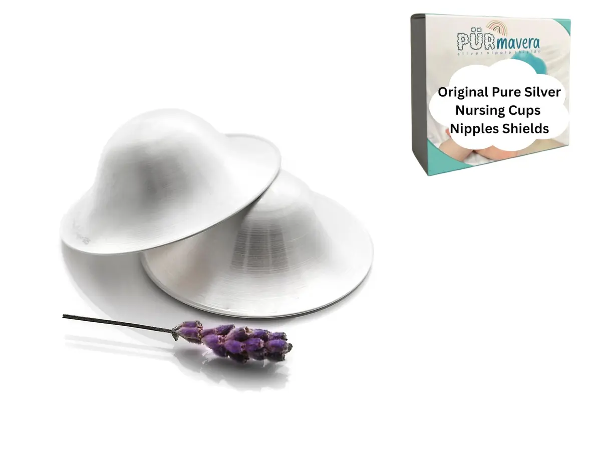 PÜRMAVERA 925 Silver Nursing Cups for Breastfeeding Moms, 2 Count | Handmade in England - main product image