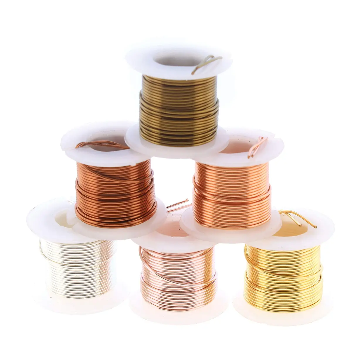 The Beadsmith Craft Wire Assortment - Tarnish-Resistant Copper Wire for Jewelry Making, 6-Pack, 0.75-Inch Mini Spools, 4 Yd Each, 22-Gauge, Assorted Colors, Medium Temper | Versatile Jewelry Wire - main product image