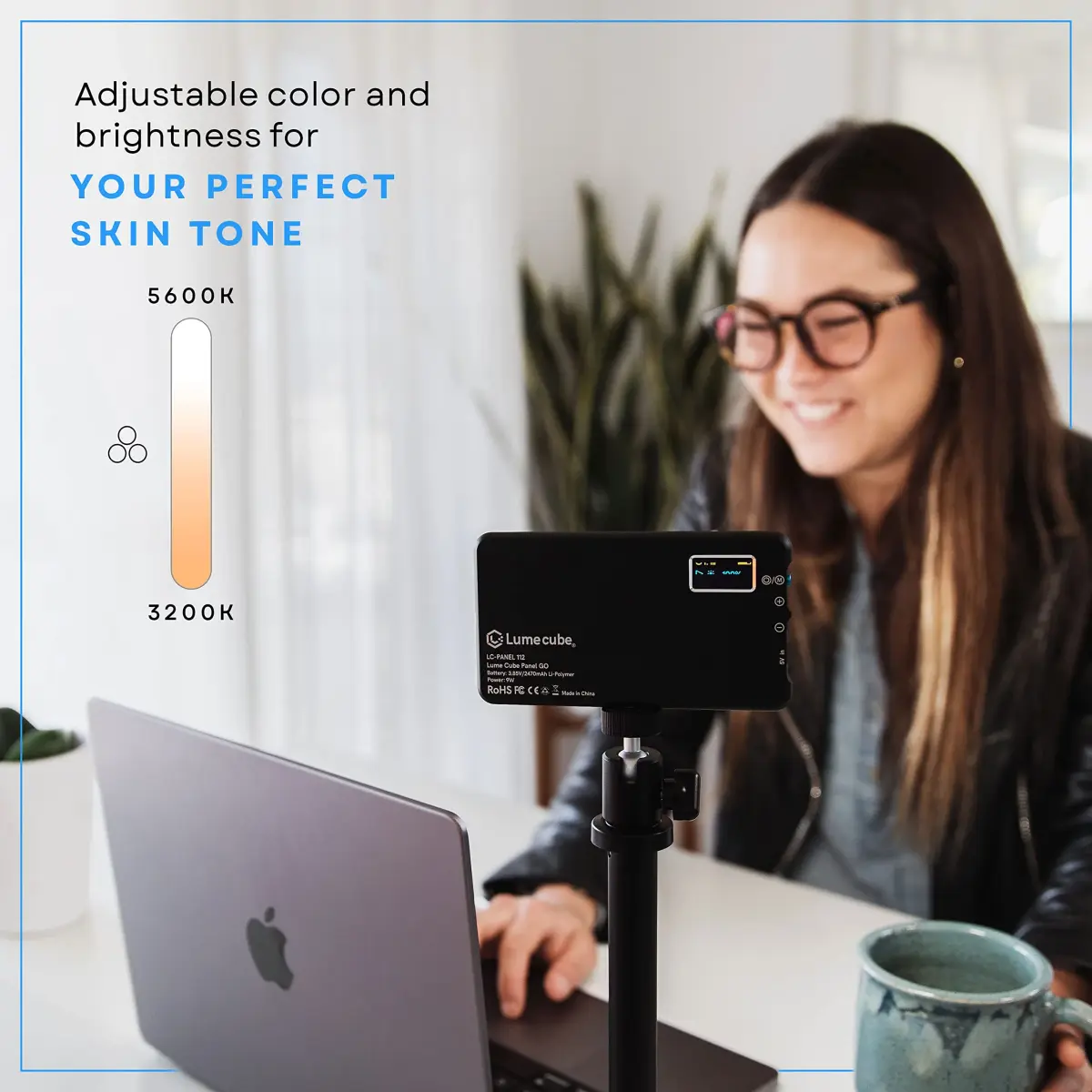 Lume Cube Broadcast Lighting Kit with Laptop Clip & Stand, 600g (1.32 lb) | Professional Video Conference Light - view 4