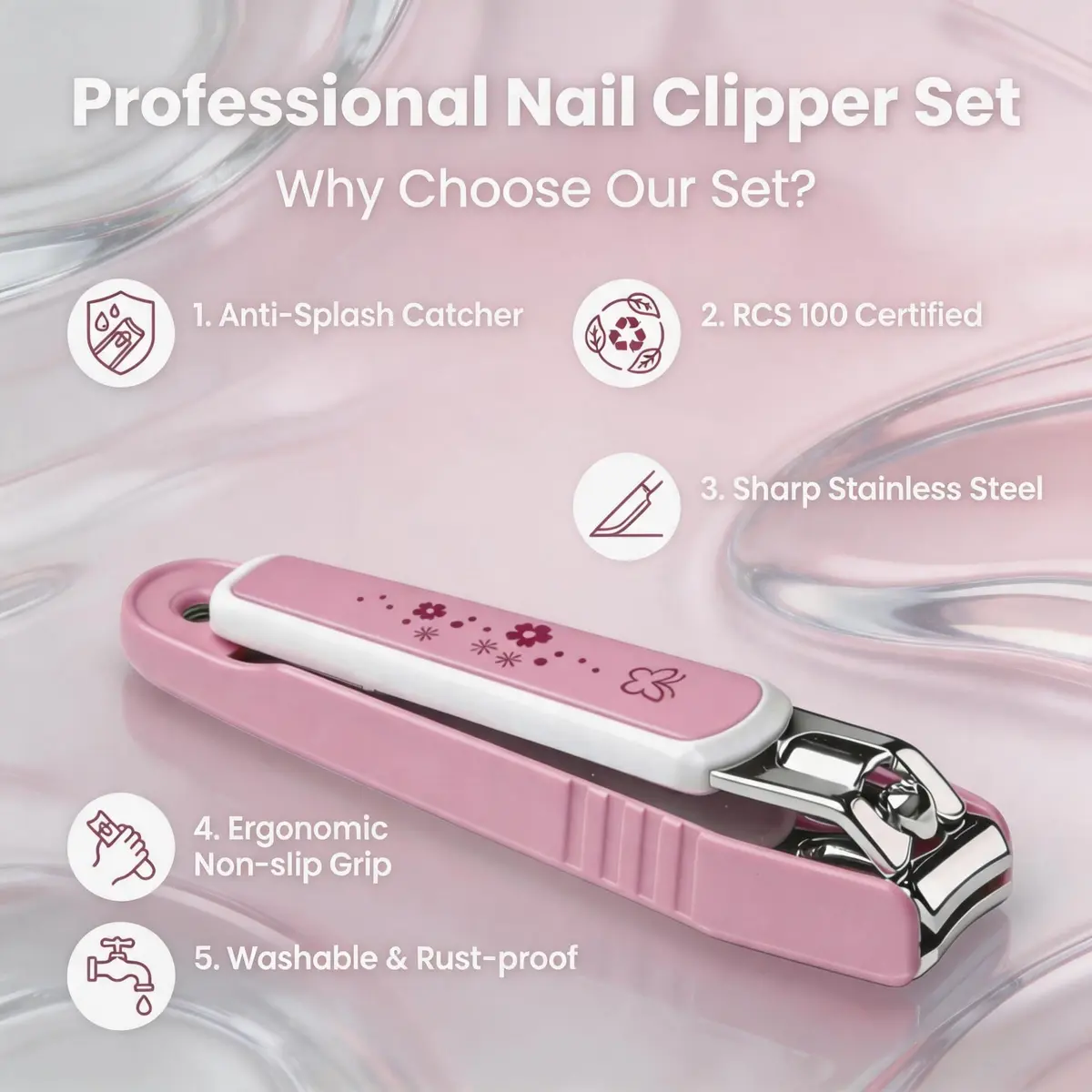 Pafason Nail Clipper Set Curved Blade Fingernail and Toenail Cutter | Ultra Sharp Stainless Steel, Mess-Free Grooming (70-120 chars) - view 7