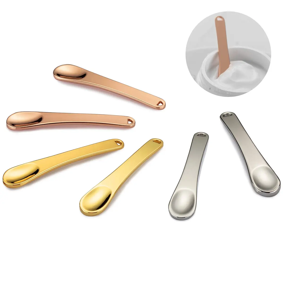 Tekson Metal Cosmetic Spatula 6 Pieces | Reusable Mini Mask Scoop for Skincare & Makeup - main product image