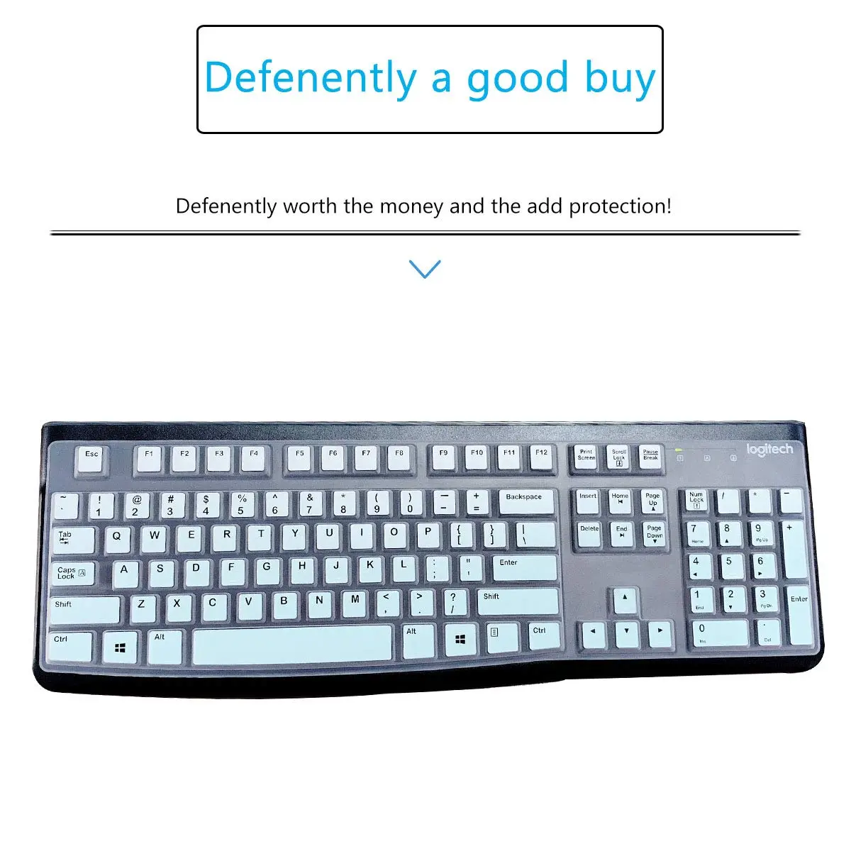MUBUY-GOL Keyboard Cover Skin Protector for Logitech MK120 K120 Wired Keyboard | US Layout, Waterproof & Washable - view 3