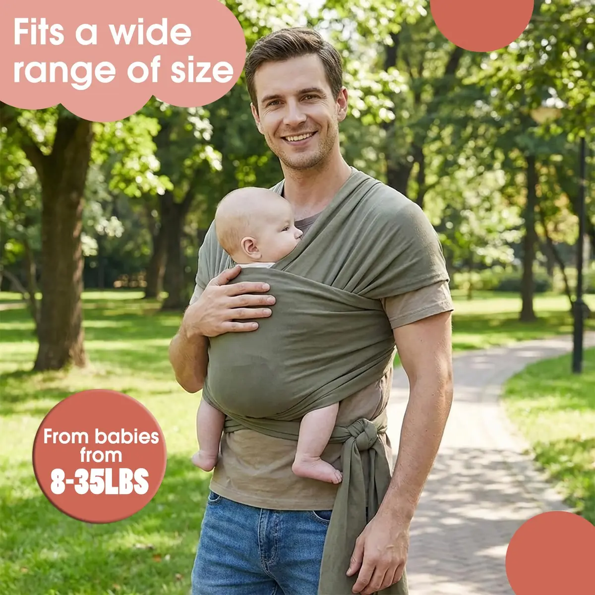 ACRABROS Baby Wrap Carrier, Hands-Free Sling for Newborns to Toddlers (8-35 lbs) | Breathable & Comfortable - view 4