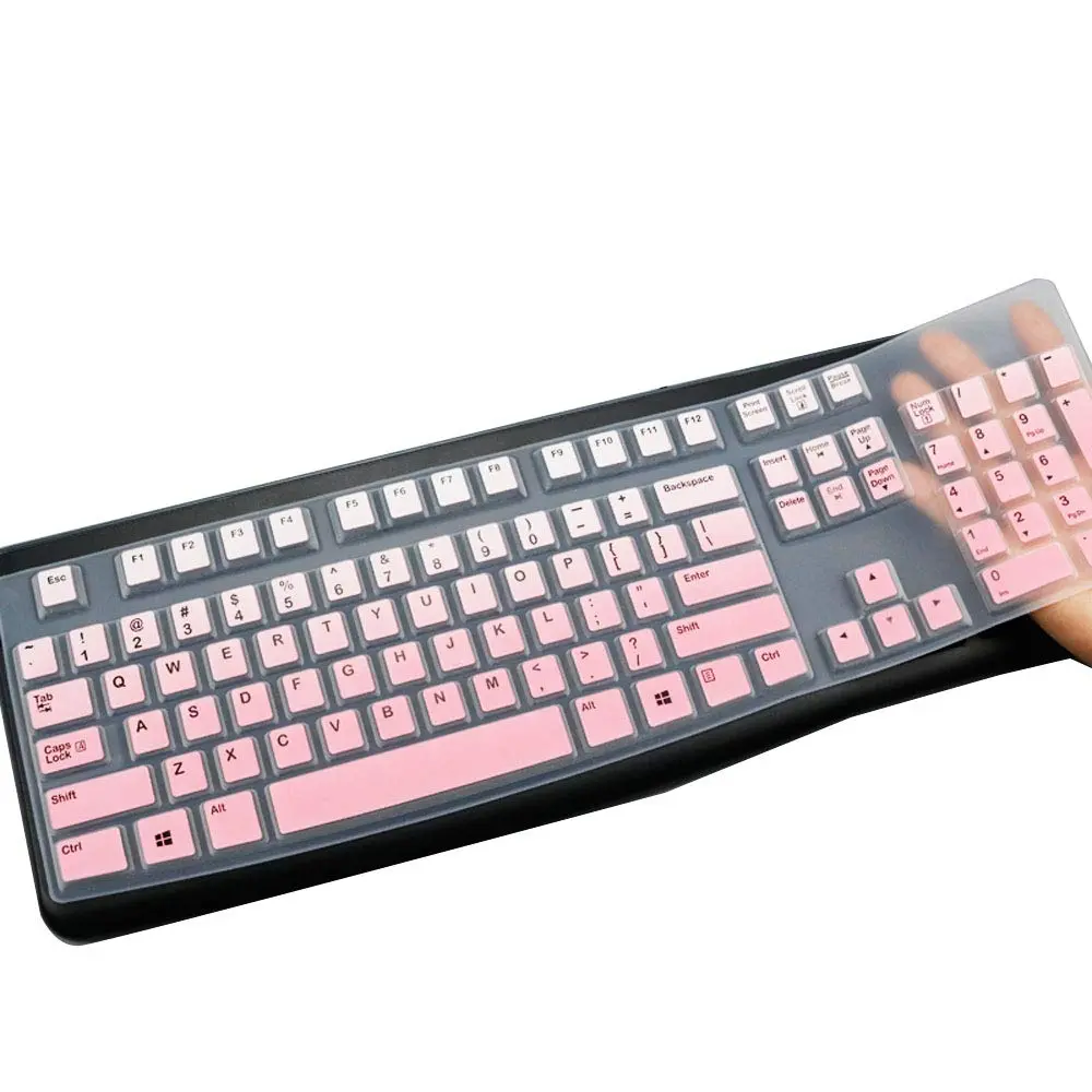 MUBUY-GOL Keyboard Cover Skin Protector for Logitech MK120 K120 Wired Keyboard | US Layout Pink Silicone - main product image