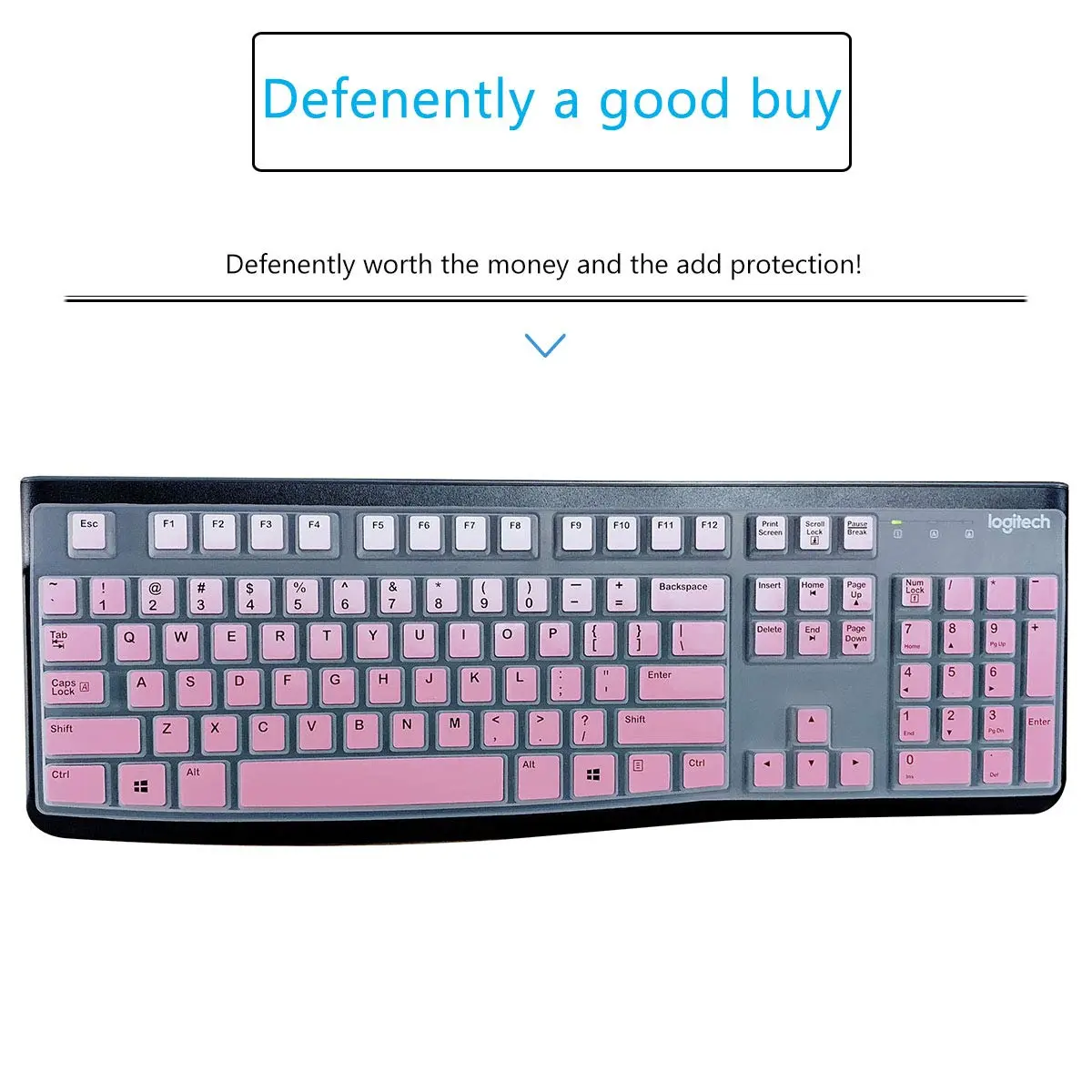 MUBUY-GOL Keyboard Cover Skin Protector for Logitech MK120 K120 Wired Keyboard | US Layout Pink Silicone - view 3