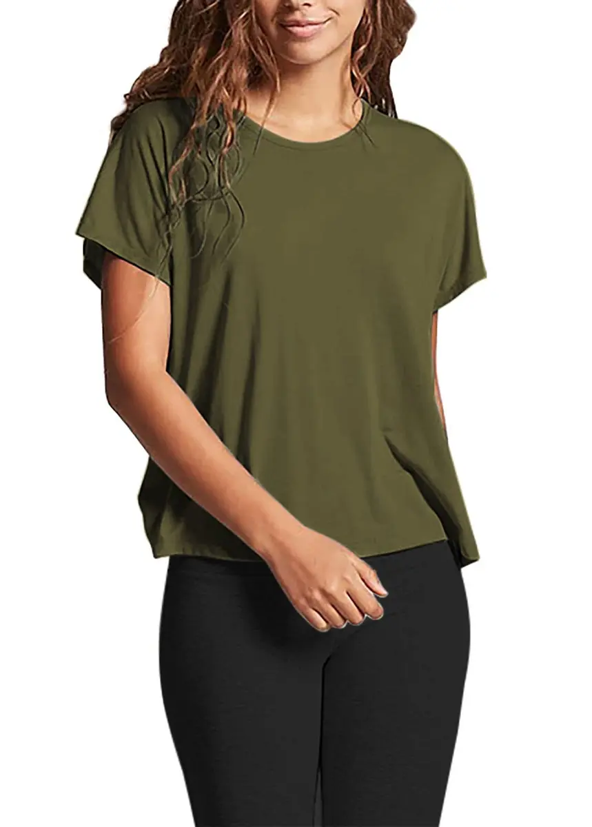 Mippo Women’s Open Back Workout Tops Short Sleeve | Soft Modal Fabric for Yoga & Casual Wear - view 2