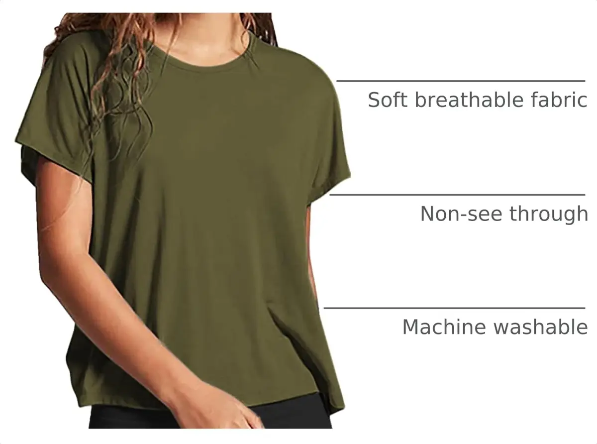 Mippo Women’s Open Back Workout Tops Short Sleeve | Soft Modal Fabric for Yoga & Casual Wear - view 4