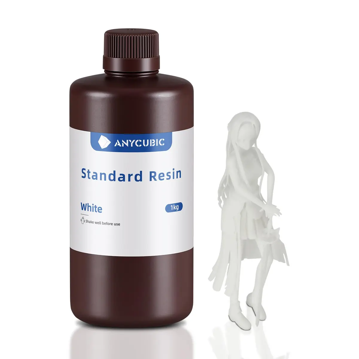 ANYCUBIC 3D Printer Resin, 405nm High Precision Fast Curing UV Photopolymer Resin 1kg (2.2 lb) White | For LCD 3D Printing - main product image