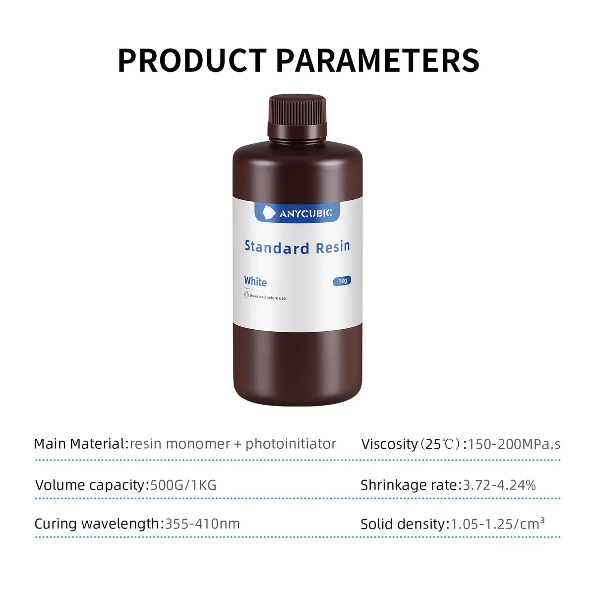 ANYCUBIC 3D Printer Resin, 405nm High Precision Fast Curing UV Photopolymer Resin 1kg (2.2 lb) White | For LCD 3D Printing - view 2