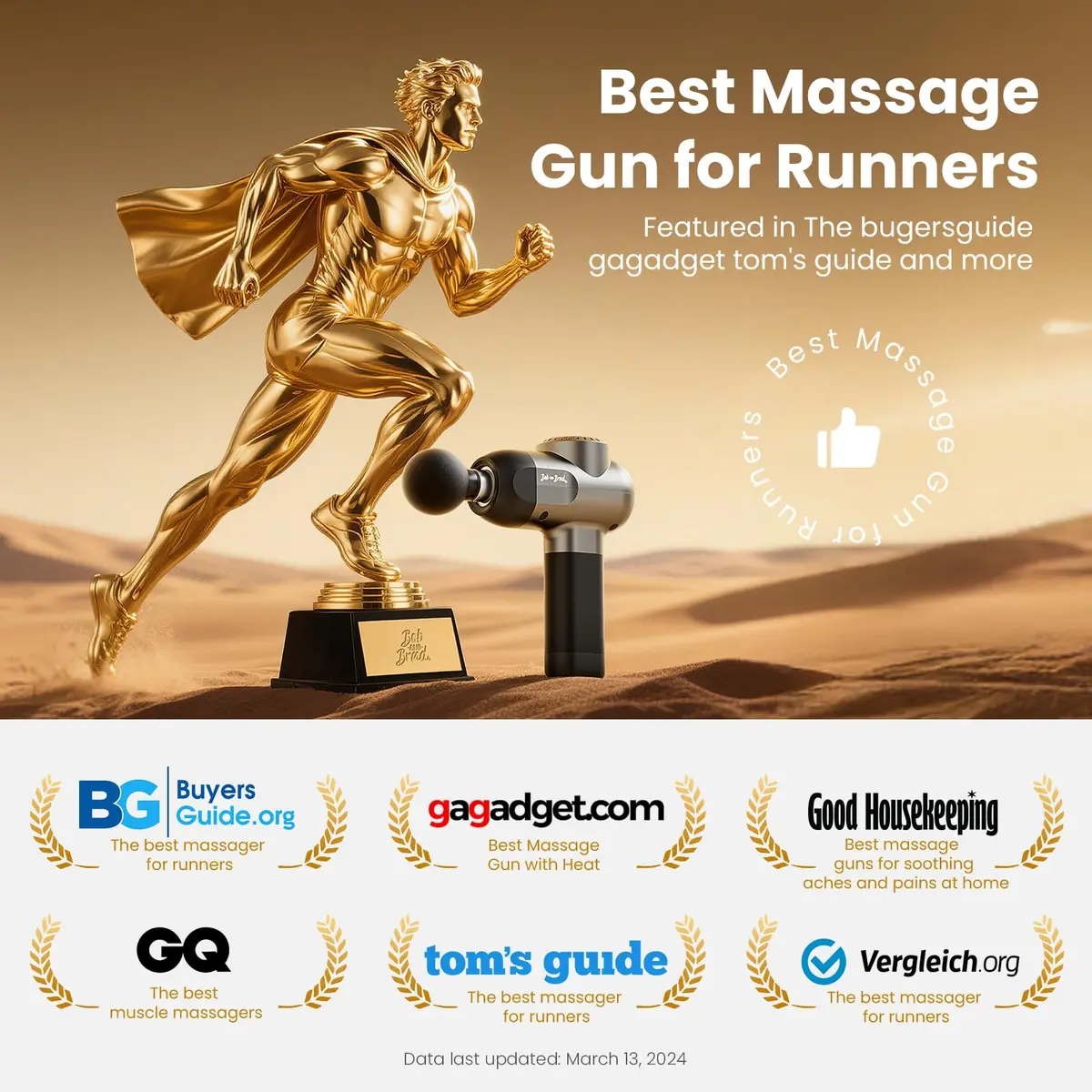 BOB AND BRAD C2 Massage Gun 0.68 kg (1.5 lb) | Deep Tissue Percussion Massager with 5 Speeds & 5 Heads - view 6