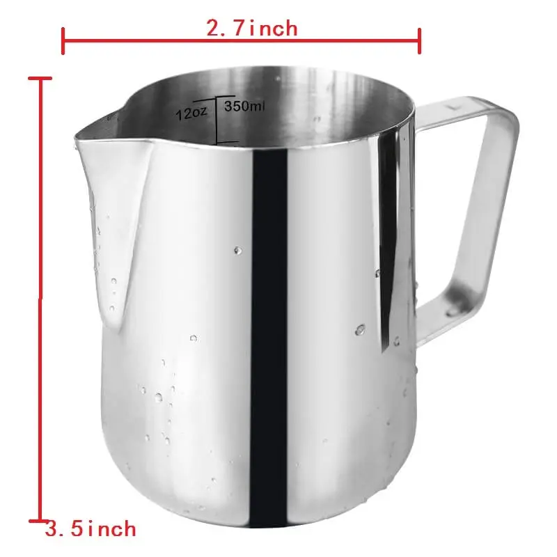 SOTECH Stainless Steel Espresso Milk Frothing Pitcher,12oz/350ml | Rust-proof, Dripless, Dishwasher Safe - view 6