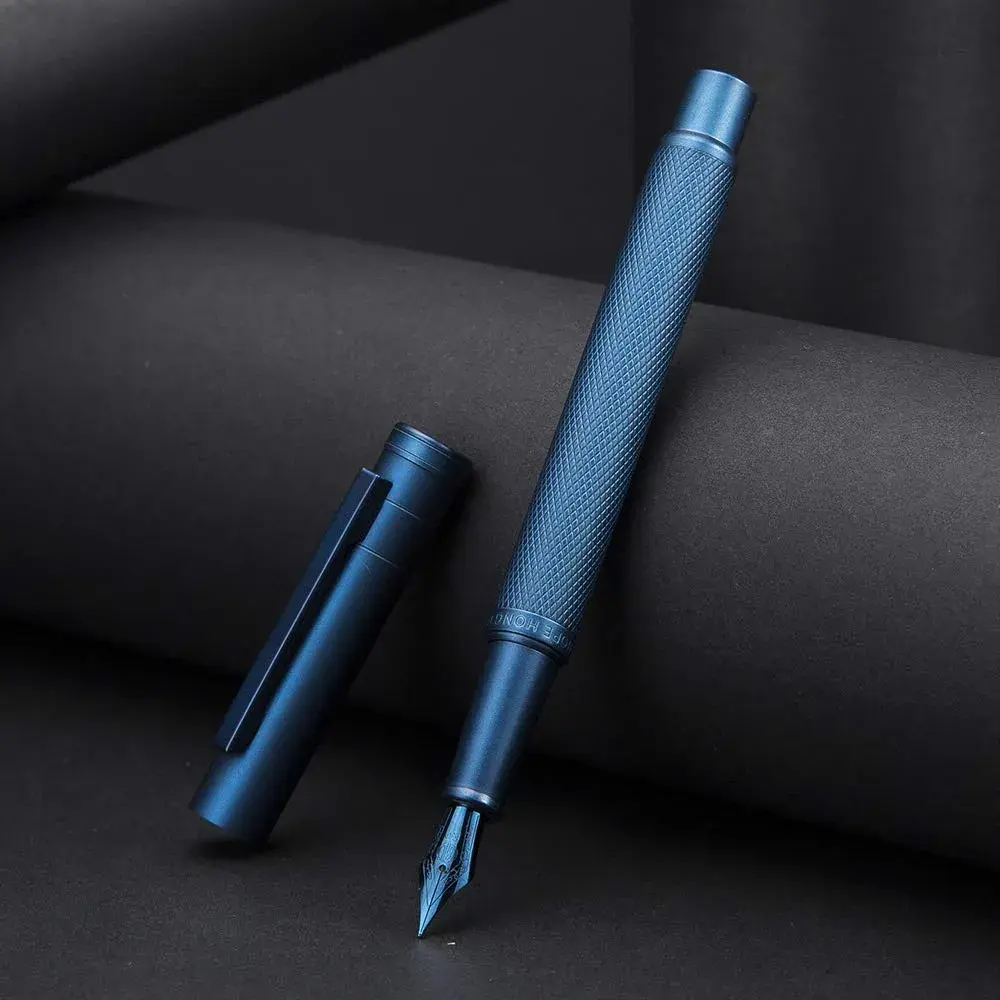 erofa Dark Blue Fountain Pen with Fine Nib (F Nib) and Silver Aluminum Alloy Body, 135mm - view 3