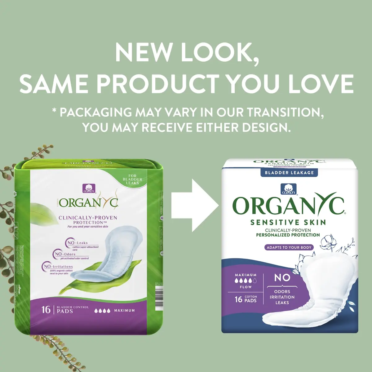 Organyc 100% Organic Cotton Light Incontinence Pads | Ultimate Flow, 14 Count - view 2