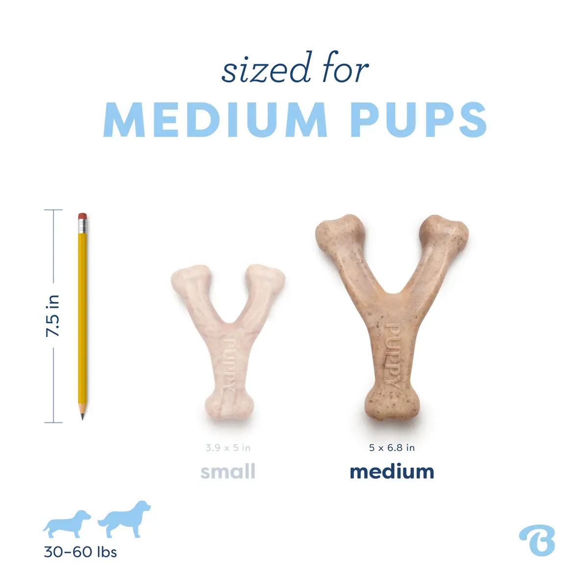 Benebone Puppy Wishbone Dog Chew Toy with Real Bacon Flavor, Medium | Durable Nylon Chew for Gentle Chewers - view 4