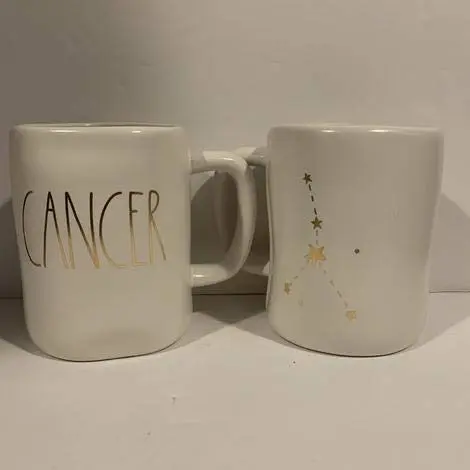 Rae Dunn by Magenta Cancer Zodiac White Mug 473ml (16oz) | Astrology Gift for Indian Buyers - main product image