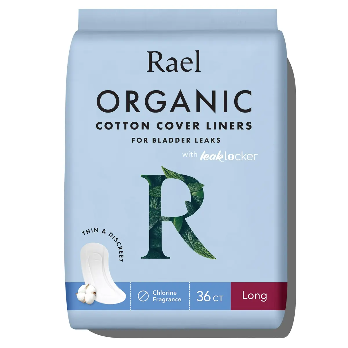 Rael Organic Incontinence Liners Long 36 Count | 3x More Absorbent Than Period Liners - main product image