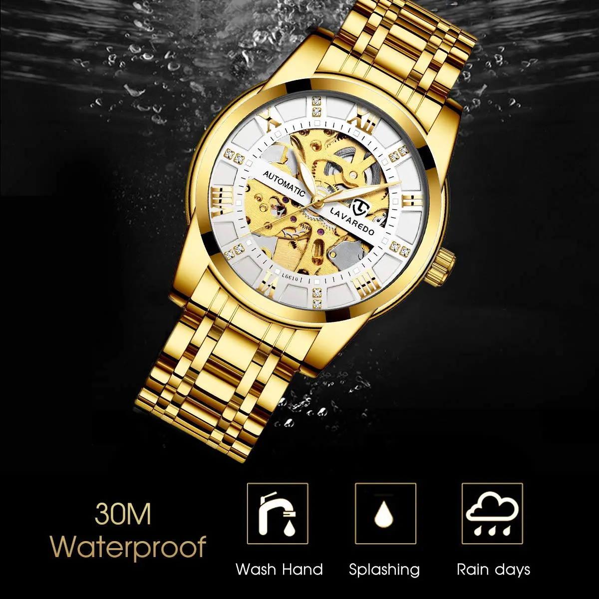 A ALPS Automatic Mechanical Watch for Men | 41mm Stainless Steel Case, 20mm Band, 30M Water Resistant - view 6