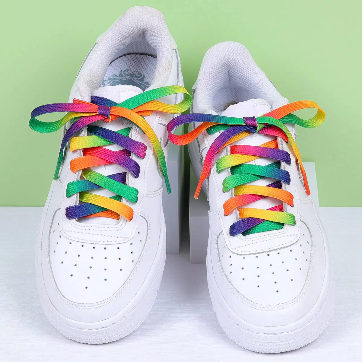 Booyckiy Colorful Shoe Laces Rainbow 47in | Premium Flat Shoelaces for Sneakers & Shoes - view 2